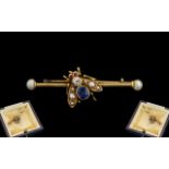 Antique Period Superb ' Bumble Bee ' Novelty 18ct Gold Small Brooch, Set the Central Part of Brooch,