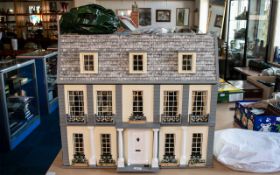 Lovely Cream Victorian Dolls House, fully furnished, front opens to reveal Victorian figures,