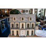 Lovely Cream Victorian Dolls House, fully furnished, front opens to reveal Victorian figures,