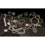 Collection of Silver Items, comprising a Byzantine silver bracelet with s-hook fastener,
