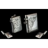 A Fine Pair of Early 20th Century Sterling Silver Vesta Cases. Both Fully Hallmarked.