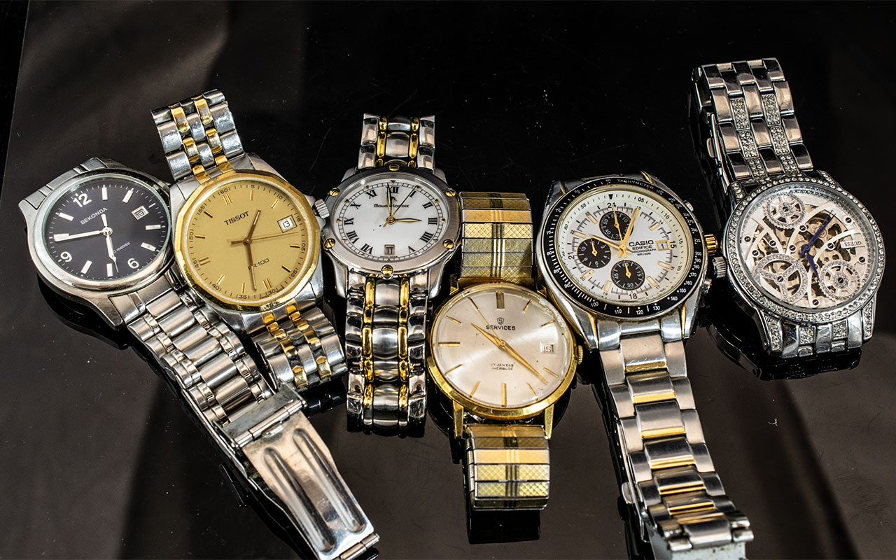 Collection of Six Gentleman's Wrist Watches,