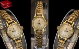 Omega Ladies 9ct Gold Mechanical Wind Wrist Watch. Marked 9.375. c.