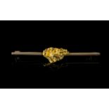 18ct Gold Brooch Set with 24ct Gold Nugget to Centre of Brooch. Weight 4,4 grams.