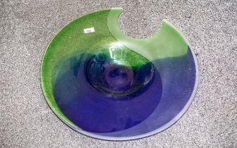 A Large Scandinavian Circular Modern Glass Bowl signed to base Niktozijs Ricardos,