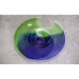 A Large Scandinavian Circular Modern Glass Bowl signed to base Niktozijs Ricardos,