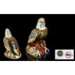 Royal Crown Derby Large Hand Painted Imari Paperweight Figure ' Bald Eagle ' Gold Stopper.