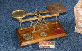 Post Office Interest. Vintage Postal Brass Weighing Scales with Weights.