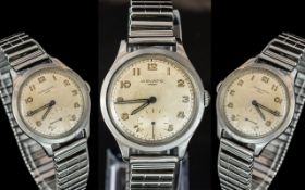 Movado - Sport Steel Cased Mechanical Wrist Watch with Steel Expanding Watch Bracelet. c.1950's.