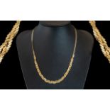 Ladies Attractive 9ct Yellow Gold Necklace of Pleasing Appearance. Marked 9.375, 15 Inches - 37.