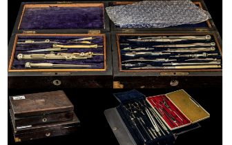 Four Boxes Containing A Selection of Draughtsman Instruments.