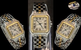 Cartier - 18ct Gold and Steel ' Panthere ' Unisex Wrist Watch, Quartz Movement. Model No W250288.