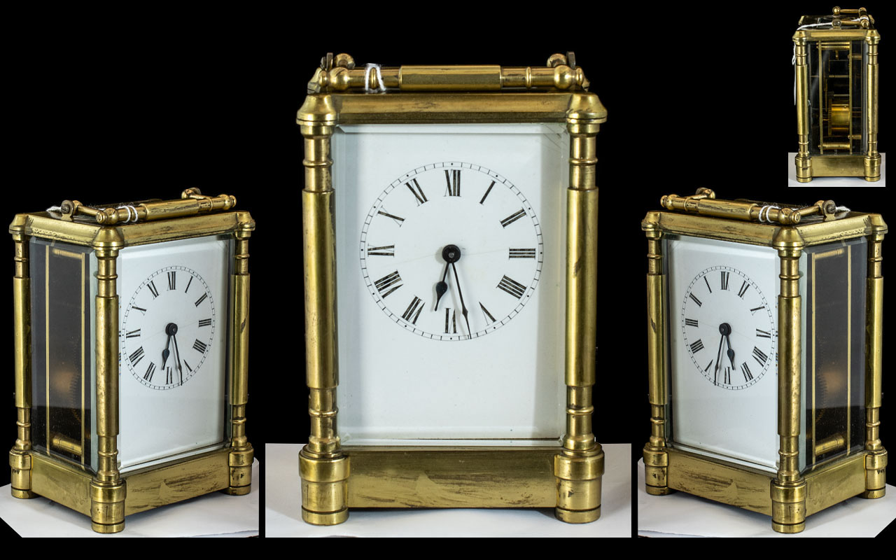 Early 20th Century Large Brass Carriage Clock.