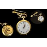 Antique Period French High Quality 14ct Gold Diamond Set Ladies Fob Watch with Brooch Fitting and