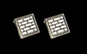 Pair of Quality Gents Cufflinks of Square Form. Approx Size 2 by 2 cms. Fully Hallmarked.