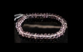 Amethyst Faceted Bead Bracelet, rondelle shape, natural amethyst beads,