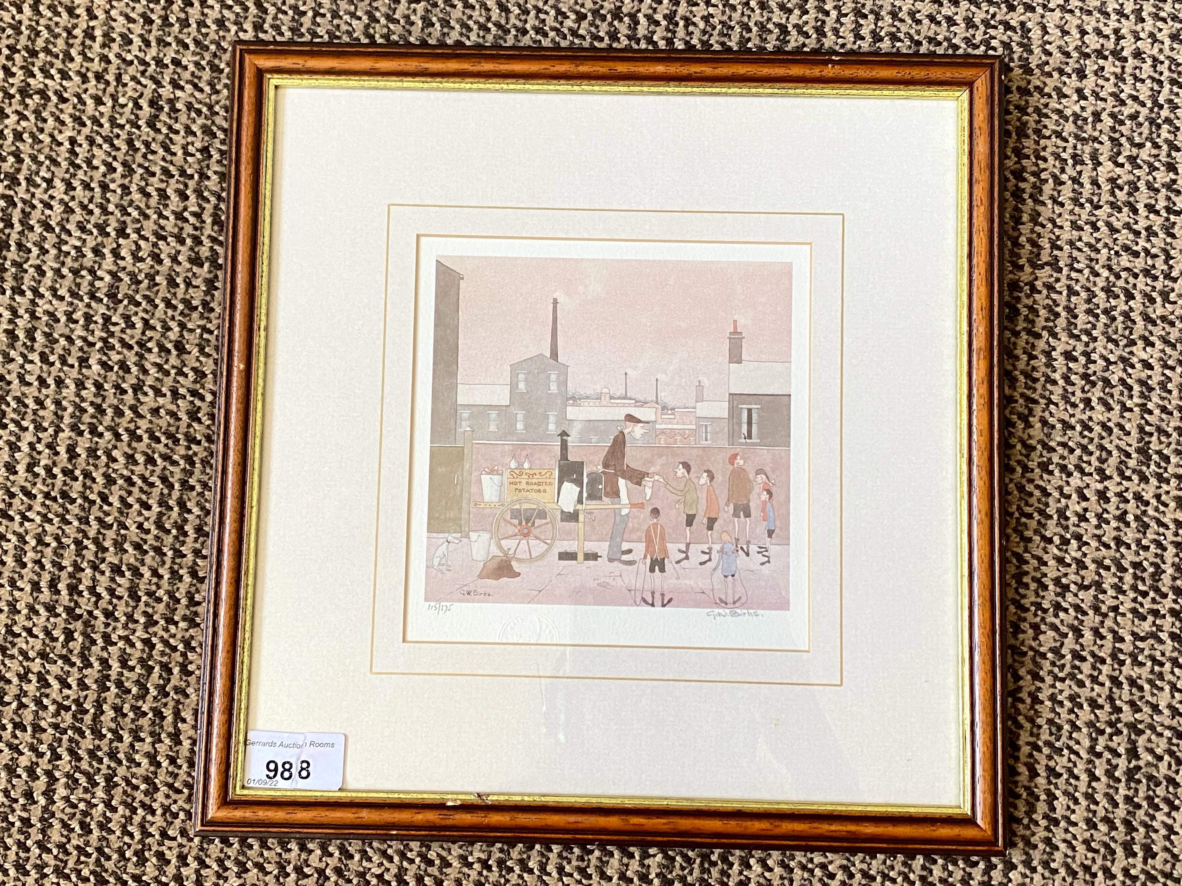 G.W.Birks - Signed Ltd and Numbered Edition Colour Lithograph Print - Titled ' Hot Roasted