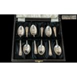 Boxed Set of Six Silver Teaspoons, fully hallmarked CWF for Charles William Fletcher.