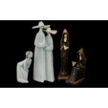 Lladro Figurines. Comprises 1/ Two Nuns Figurine. Approx 13 Inches High. 2/ Girl In Nightdress