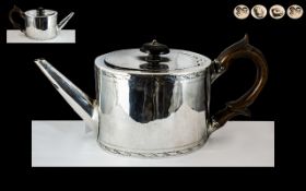 George III Sterling Silver Teapot of Pleasing Proportions / Form. Height 4.3/4 Inches - 11.90 cms.