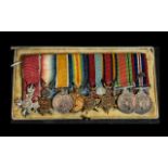 WW1 & WW2 MBE Group Of Miniature Medals On Bar, Stitched Name To Reverse For C Gordon Harper,