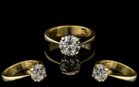 18ct Gold Single Stone Diamond Set Ring. Marked 750 - 18ct to Shank.