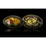 Russian Paper Mache Brooches of Oval Form. ( 2 ) In Total. Approx Size 6 by 3.5 cms.