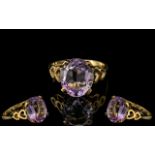 Ladies - Attractive 9ct Gold Single Stone Amethyst Set Ring. Full Hallmark to Interior of Shank.