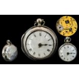 18th Century Signed Key-wind Sterling Silver Pair Cased Pocket Watch,