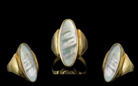 A Large and Impressive 9ct Gold Mother of Pearl Set Statement Ring of Pleasing Proportions.