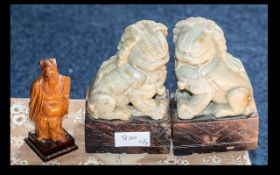 Oriental Interest. 2 x Temple Dogs, Approx Size 6.5 Inches High & 4 Inches Wide. Together With an