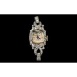 Bulova - 17 Jewels Ladies Mechanical 1930's Platinum Diamond Set Watch Head / Case, No Watch Strap.