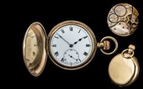 Antique Period - Good Quality 14ct Gold Filled Full Hunter Pocket Watch.