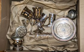 Collection of Silver Plate Items, comprising a pair of small goblets, pair of large goblets,