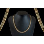 9ct Gold Fancy Link Necklace. Hallmarked 9ct. Length Approx 16 Inches. Weight 21.2 grams.