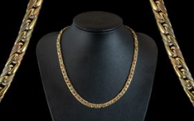 9ct Gold Fancy Link Necklace. Hallmarked 9ct. Length Approx 16 Inches. Weight 21.2 grams.