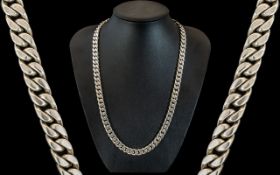 A Vintage Heavy and Impressive Sterling Silver Curb Necklace. Marked for 925 Silver. Weight 112.