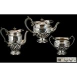 Art Nouveau Superb and Superior Quality Sterling Silver ( 3 ) Piece Tea Service with Styalished