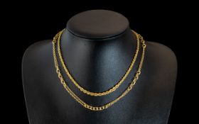 A Fine Pair of 9ct Gold - Modern Chains, Rope and Fancy Design, Excellent Rich Colour.