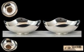Elizabeth II Fine Pair of Small Sterling Silver Footed Bowls,