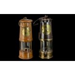 Two Miner's Lamps, comprising Eccles Type 6 M & Q Safety Lamp 9" tall, in English Walnut,
