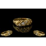 18ct Antique Three-Stone Ring, fully hallmarked, ring size M.