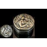 Antique Art Nouveau Pill Box. Art Nouveau Pill Box, Lovely Classic Design to Top, Gilt Interior.