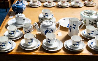 1930's China Blue Swallow Bird Czechoslovakia Tea-Set.