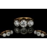 18ct Gold Attractive 3 Stone Diamond Ring of Good Quality. Marked 18ct to Interior of Shank.