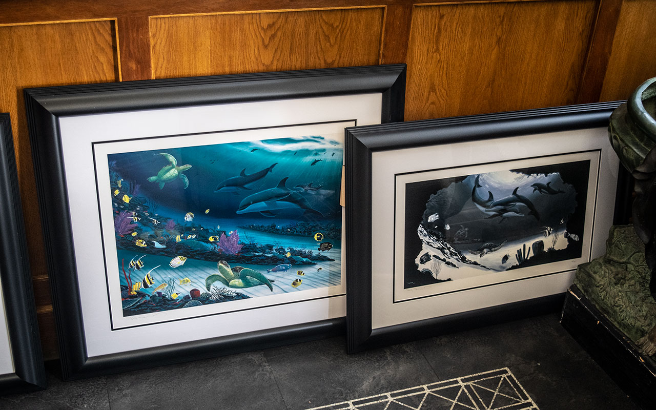 Three Framed Wyland Lithographs, all mounted, framed and glazed in contemporary black frames. - Bild 3 aus 3