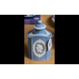 Wedgwood Pale Blue Jasper Teapoy - to celebrate the 250th Anniversary of Josiah Wedgwood, rare item.