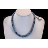 Blue Opal Bead Necklace, a well matched string of beautiful blue opals, mined in Peru,