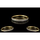 Ladies 18ct Gold Stylish and Good Quality Diamond Set Band Ring.