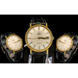 Gents Omega Wristwatch Silvered Dial, Baton Numerals, Center Seconds And Date Aperture,